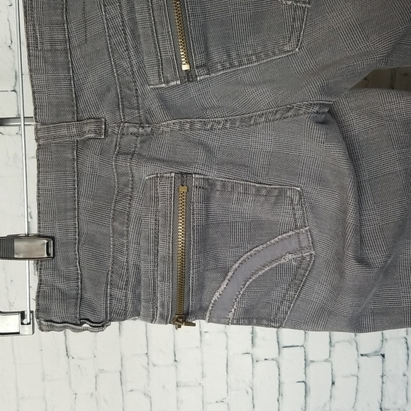 Ellemenno JRS SZ 5 Pants Gray Y2K Glen Check Plaid Zipper Pocket Ankle Length - Picture 8 of 14